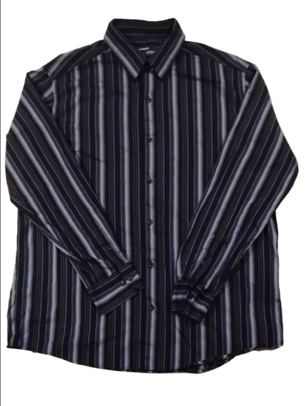 3/$20 Claiborne Men's Vertical Stripe Dress Shirt - Black & Blue